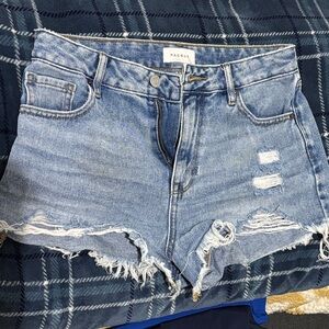 PacSun Light Blue High Rise Festival Distressed Jean Shorts size 27